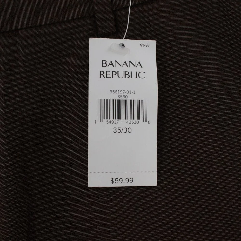 NWT Banana Republic Dress Pants Mens 35 L30 Straight Leg Flat Front Cotton Brown